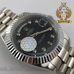ساعت مردانه رولکس دی دیت اتوماتیک Rolex Daydate RODDAM208 صفحه مشکی