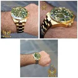 ساعت مردانه رولکس ساب مارینر Rolex submariner rosb106 طلایی(صفحه سبز)