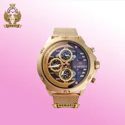 ساعت مچی مردانه نیوی فورس Naviforce NF9110M بند حصیری طلایی