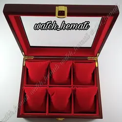جعبه ساعت کلکسیونی چوبی 6 تایی رنگ قرمز جعبه ساعت کلکسیونی چوبی 6 تایی رنگ قرمز box6100