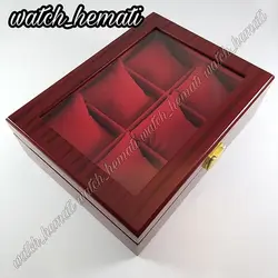 جعبه ساعت کلکسیونی چوبی 6 تایی رنگ قرمز جعبه ساعت کلکسیونی چوبی 6 تایی رنگ قرمز box6100
