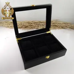 جعبه ساعت لوکس کلکسیونی چوبی 6تایی رنگ مشکی box6103