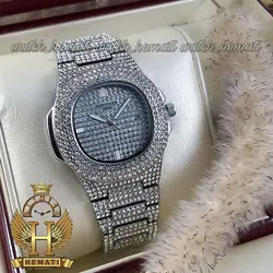 ساعت پتک فیلیپ نگین دار ناتیلوس Patek Philippe Nautilus نقره ای