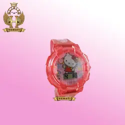 ساعت دخترانه (بچه گانه) کیتی کامپیوتری موزیکال چراغدار ch203 قرمز