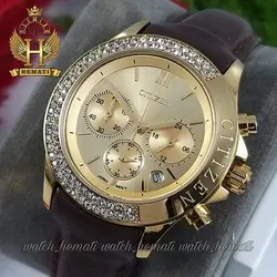 ساعت زنانه سیتیزن سه موتوره بند چرم مدل N-17137L CTL108