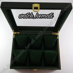 جعبه ساعت کلکسیونی چوبی 6تایی رنگ سبز