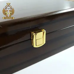 جعبه ساعت لوکس کلکسیونی چوبی 6تایی درب چوبی box6201 قهوه ای