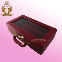 جعبه ساعت چوبی روکش چرم قرمز 12 تایی کلکسیونی BOX1203