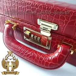 جعبه ساعت چوبی روکش چرم قرمز 12 تایی کلکسیونی BOX1203