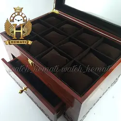 جعبه ساعت کلکسیونی چوبی 18تایی رنگ قهوه ای box18100