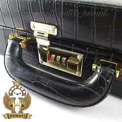 جعبه ساعت چوبی روکش چرم مشکی 12 تایی کلکسیونی BOX1205
