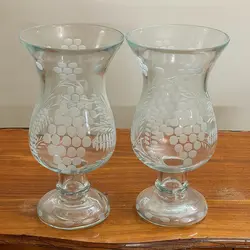 گلدان بلور بدنه تراش انگور و خوشه گندم