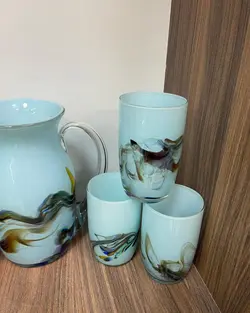 پارچ و لیوان ابروباد آبی قدیمی