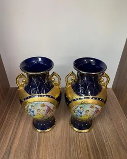 یک جفت گلدان سه دختر آنتیک و قدیمی