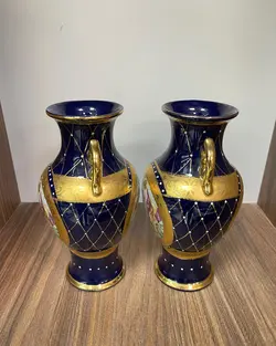 یک جفت گلدان سه دختر آنتیک و قدیمی