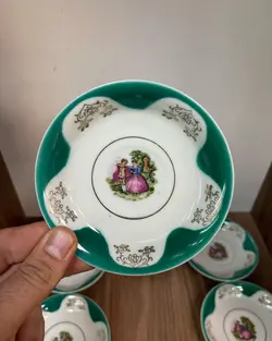 یک دست نعلبکی لیلی و مجنون ژاپنی قدیمی