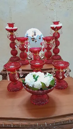 ست هفت سین قرمز طرح باکارات فرانسه - مرجع تخصصي فروش اجناس قدیمی، عتیقه جات، لوازم لوكس و آنتیک اروپایی