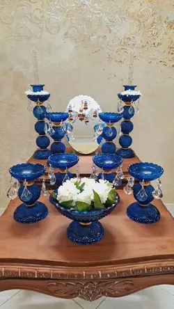 ست هفت سین لاجوردی طرح باکارات فرانسه - مرجع تخصصي فروش اجناس قدیمی، عتیقه جات، لوازم لوكس و آنتیک اروپایی