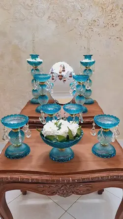 ست هفت سین فیروزه ای طرح باکارات فرانسه - مرجع تخصصي فروش اجناس قدیمی، عتیقه جات، لوازم لوكس و آنتیک اروپایی