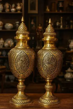 کاپ برنجی تمام قلم - مرجع تخصصي فروش اجناس قدیمی، عتیقه جات، لوازم لوكس و آنتیک اروپایی