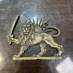 یک جفت پلاک برنجی شیر و خورشید طرح قدیم