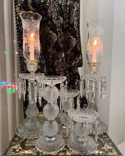 مجموعه زیبا و کم یاب ست شمعدان و میوه خوری یا تنقلات خوری دانه نشان طرح باکارا فرانسه