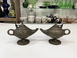 یک جفت قوری برنجی طرح قدیم