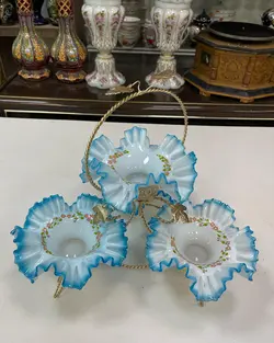 شیرینی خوری لب چین چهار طبقه فیروزه ای