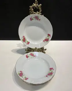 بشقاب خورشتخوری گلسرخی ژاپنی قدیمی