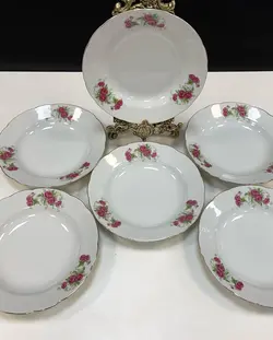 بشقاب خورشتخوری گلسرخی ژاپنی قدیمی