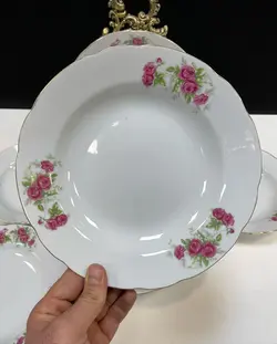 بشقاب خورشتخوری گلسرخی ژاپنی قدیمی