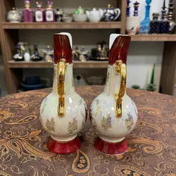 یک جفت گلدان لاکی مرمری لیلی مجنون قدیمی اصل ژاپن ارتفاع ۱۷ سانت کاملا سالم و نو