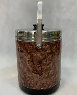 فلاسک یخ اروپایی قدیمی سایز بزرگ و پهن در حد نو ارتفاع تا دسته ۴۳ قطر دهانه ۲۳ سانت