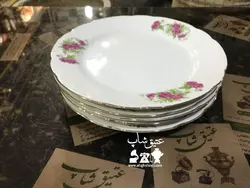 شش عدد برنج خوری گلسرخی ژاپنی قدیمی، قطر۲۱ سانت درجه یک