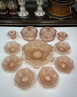 سرویس آجیل و شکلاتخوری صورتی قدیمی