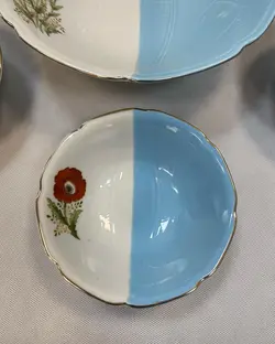 هفت پارچه آجیل خوری / انار خوری دورنگ ژاپنی قدیمی قطر پیاله ۱۳ ‌کاسه ۲۰ سانت رنگ کم یاب و فوق العاده زیبا