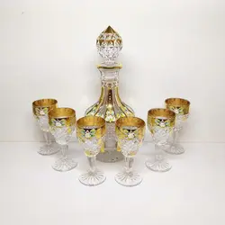 تنگ و گیلاس کریستال چک کاملا سالم فوق العاده زیبا تمام کار دست ارتفاع تنگ ۳۳