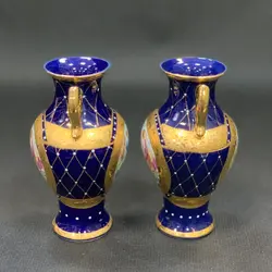 یک جفت گلدان سه دختر قدیمی چین قدیم سفارش نواب ارتفاع ۱۶ سانت طلاکوب کاملا سالم و نو