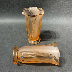 یک جفب گلدان کریستال اصل چک قدیمی ارتفاع ۱۶ سانت کاملا سالم و کم یاب