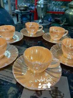 فنجان و نعلبکی کریستال مکزیکی اصل قدیمی