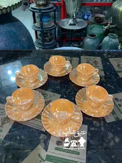 فنجان و نعلبکی کریستال مکزیکی اصل قدیمی