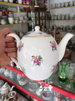 قوری پنج گل روس اصل قدیمی سایز شماره دو (بزرگ) مارک ماهی فوق العاده زیبا و کم یاب کاملا سالم