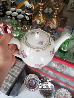 قوری پنج گل روس اصل قدیمی سایز شماره دو (بزرگ) مارک ماهی فوق العاده زیبا و کم یاب کاملا سالم