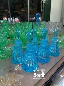 شش عدد نمکپاش کریستال چک اصل قدیمی خوش رنگ و فوق العاده کم یاب