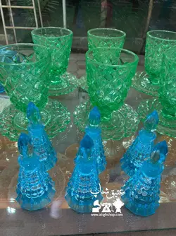 شش عدد نمکپاش کریستال چک اصل قدیمی خوش رنگ و فوق العاده کم یاب