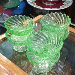 شش عدد نقل خوری سبز روس اصل قدیمی سالم و کم یاب