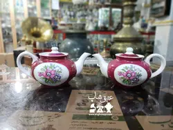 یک جفت قوری شلغمی لاکی ژاپنی قدیمی هردو یک مارک کم یاب کاملا سالم و نو ارتفاع ۱۰ سانت