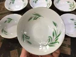 شش عدد پیاله ماست خوری گل گندمی ژاپنی قدیمی مارک بازرگانی مسعود قطر ۱۳سانت فوق العاده کم یاب کاملا سالم و نو درجه یک همگی یک مارک