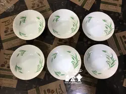 شش عدد پیاله ماست خوری گل گندمی ژاپنی قدیمی مارک بازرگانی مسعود قطر ۱۳سانت فوق العاده کم یاب کاملا سالم و نو درجه یک همگی یک مارک