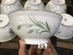 شش عدد کاسه آبگوشتخوری گل گندمی ژاپنی قدیمی مارک sbm مسعود_تهران قطر ۱۸ سانت فوق العاده کم یاب کاملا سالم و نو درجه یک همگی یک مارک